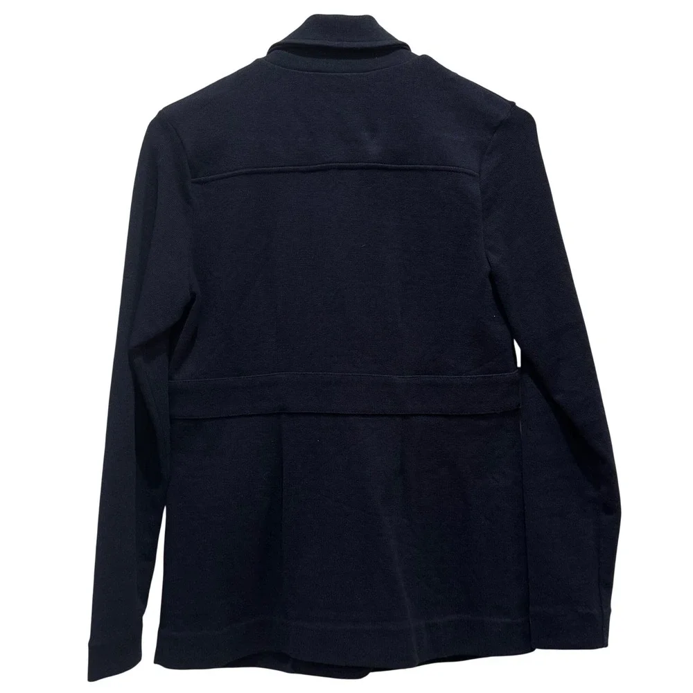 NIC+ZOE Knit Blazer Women XS Navy Blue 3-Button Flap Pocket Cardigan‎ Coastal